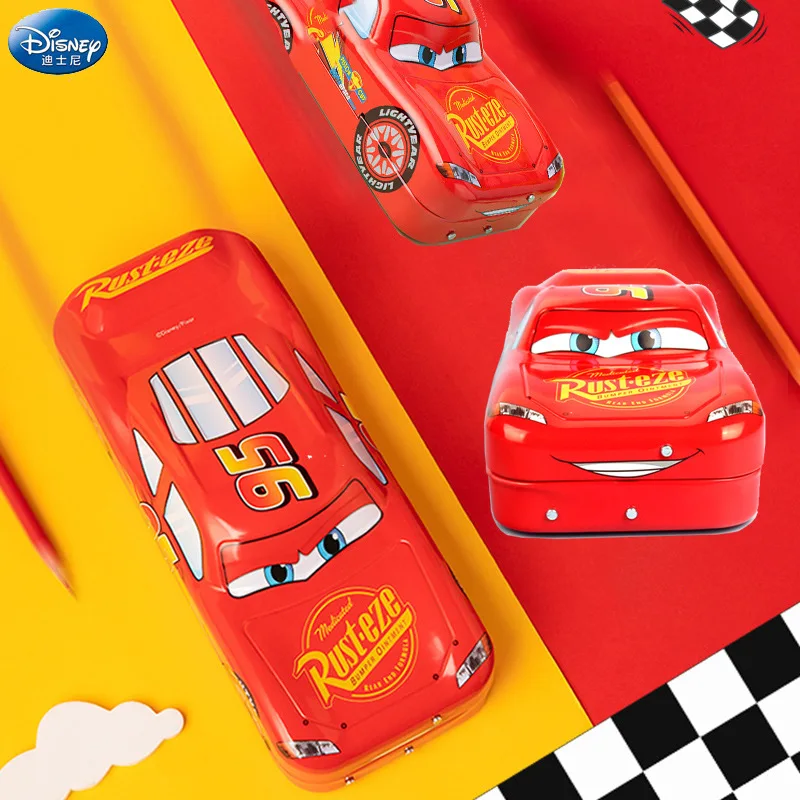 Imagem -02 - Disney Mcqueen Estojo de Lápis de Três Camadas Grande Capacidade Desenhos Animados Car Stereo Aprendizagem Presente Papelaria Multi-function