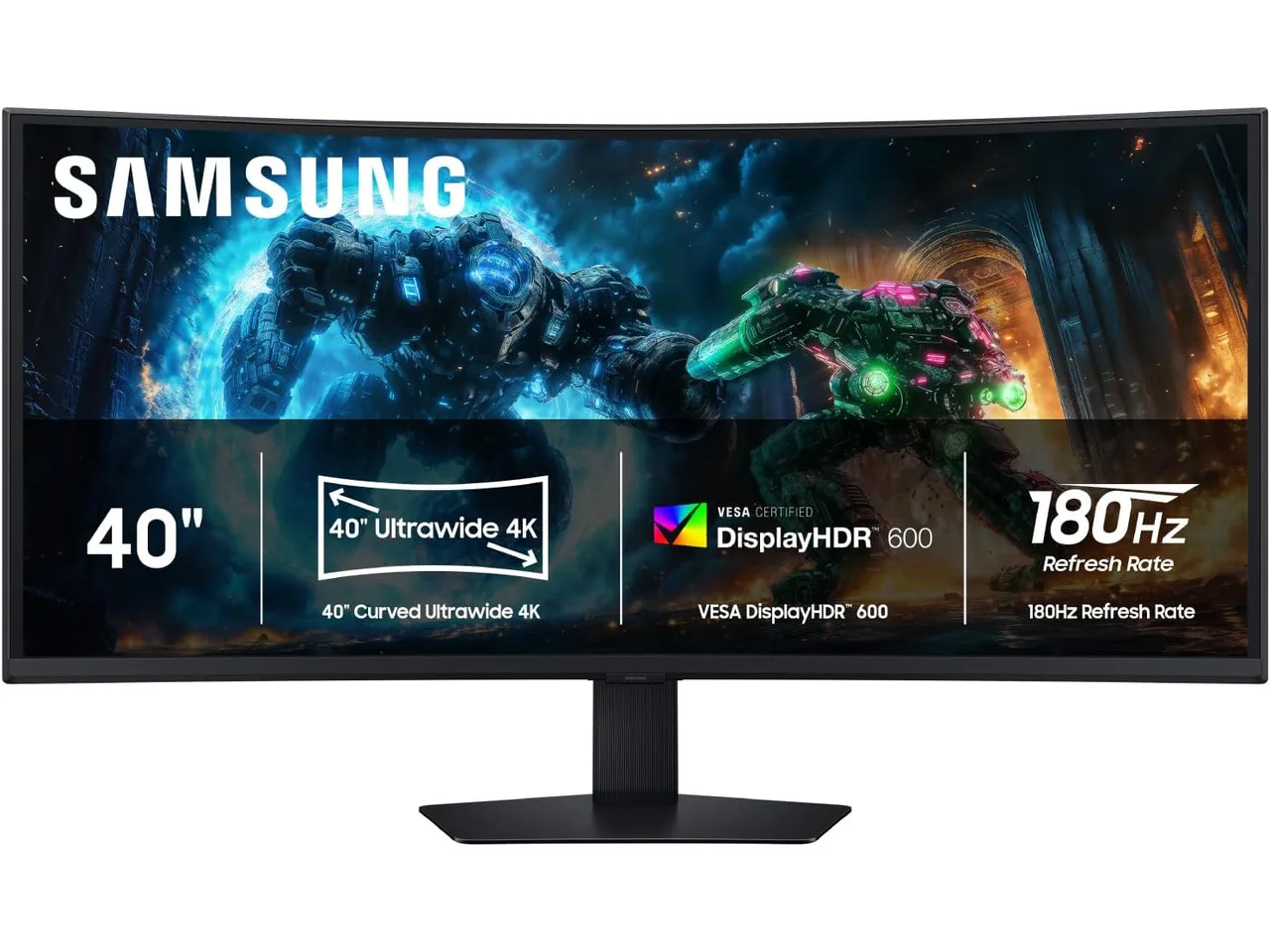 SAMSUNG Odyssey G7 40" WUHD 180Hz 1000R Curved Gaming Monitor, FreeSync Premium Pro, 1ms, HDR600, PBP/PIP, LS40FG75DENXZA