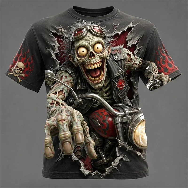 2026 Men's Halloween Zombie 3D Print T-shirt, Horror Monster Graphic Short Sleeve Tee, Casual Summer Autumn O-neck Tops For Men