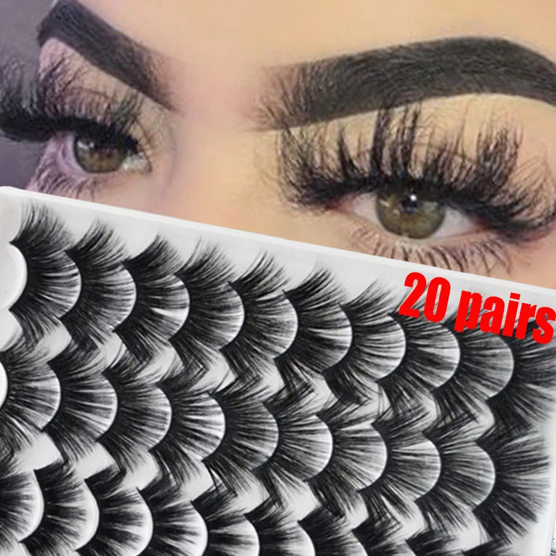 5/20 คู่ 3D เลียนแบบ Mink ขนตาปลอมธรรมชาติยาว Multi-Layer Eyelash EXTENSION ขนตาปลอมแต่งหน้าเครื่องมือ