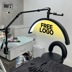 New 2025 Custom logo 16-inch 24w Salon Nail Desk Table Facial Bed Clip-on Lamp with Half Moon LED Lash Extension Manicure lamp
