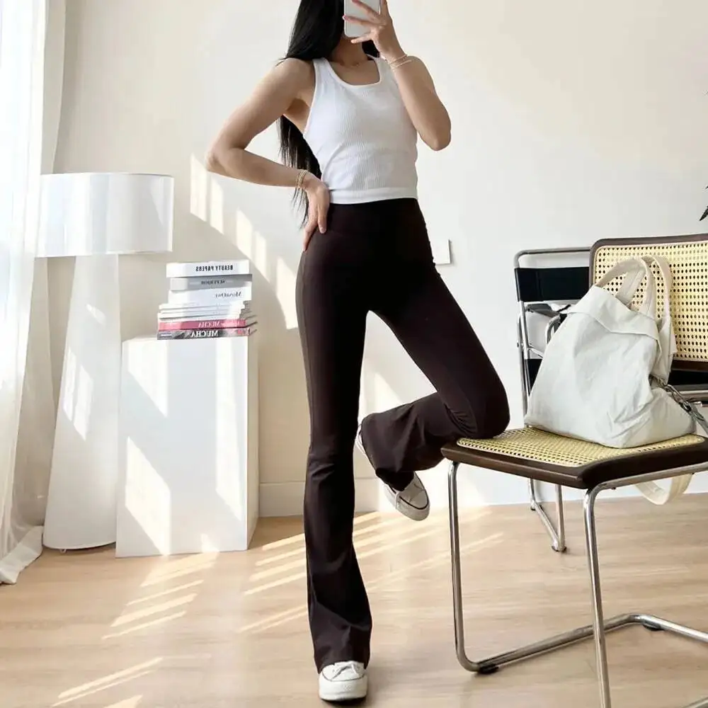 

Женские расклешенные брюки для йоги с высокой талией, подтягивающие живот, тренировочные леггинсы с быстросохнущей дышащей тканью