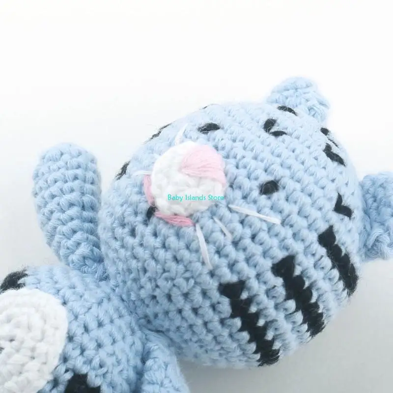 

K92D Cartoon Stuffed Animal Doll Handmade Knit Cartoon Keychain Soft Animal Stuffed Doll Children Appease Sleeping Gift