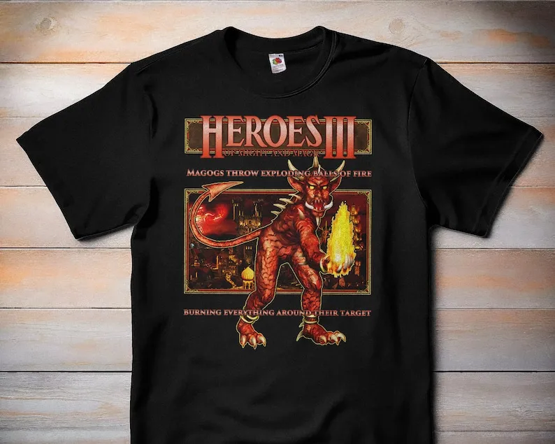 Magogs burn everything... - Heroes of Might And Magic III TShirt - Classic Video Game Tshirt, Retro Gamer Tee, Gamer Gift