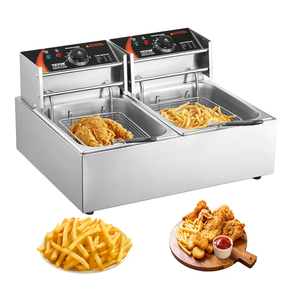 12L Commercial Electric Deep Fryer with Dual Tanks