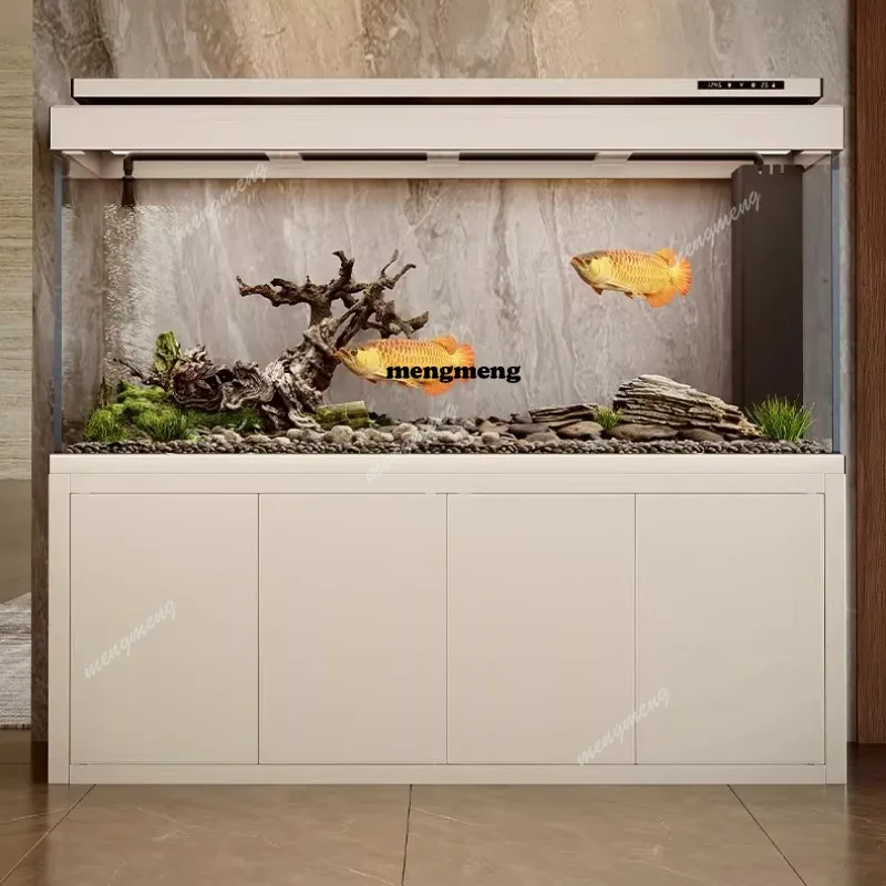 

Smart fish tank silent integrated square tank with cabinet bottom filter large floor-to-ceiling partition screen goldfish tank
