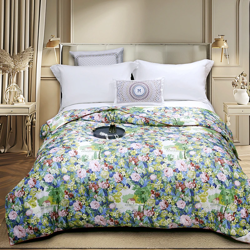 Autumn 1.6kg Luxury Mulberry Silk Comforter Thin Bed Cover Bedding King Quilt Summer Single Blanket 200X230CM Sleeping Comforter