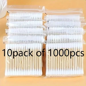 2000/1000pcs Unscented Cotton Swabs, Double-Headed, Wooden Stick, Makeup Removal & Cleaning Ear Cotton Swabs