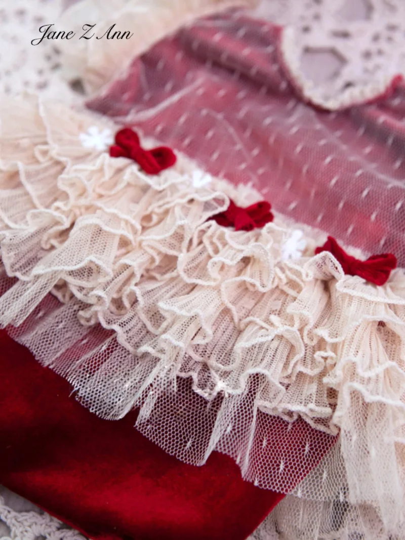 Newborn photography dress velvet cake dress full moon 100 Days DarlingBanquet studio photography costume