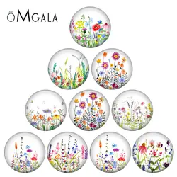 Watercolor Flower Paintings Plant Art Pattern 12mm/16mm/18mm/20mm/25mm Round photo glass cabochon demo flat back Making findings