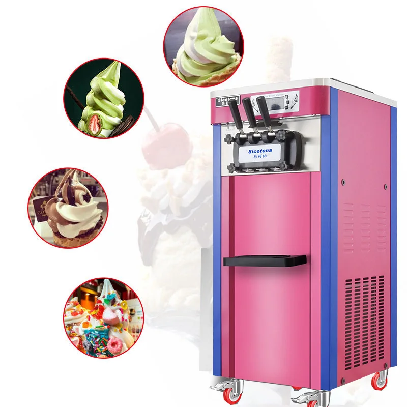 Ice Cream Machine Makes 3 Flavors Ice Cream Cone Machine Automatic Easy To Operate CE Certificate Ice Cream Machine