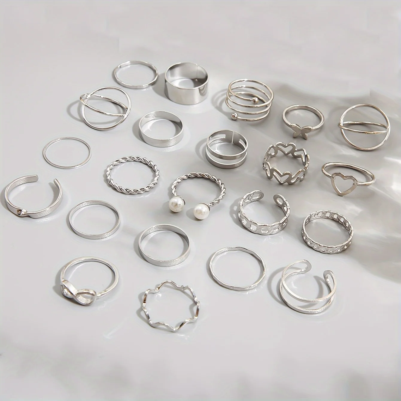 42pcs Rings + Earrings + Bangles + Necklaces, Chic Jewelry Set, Match Daily Outfits, Party Accessories, Casual Dating Decor