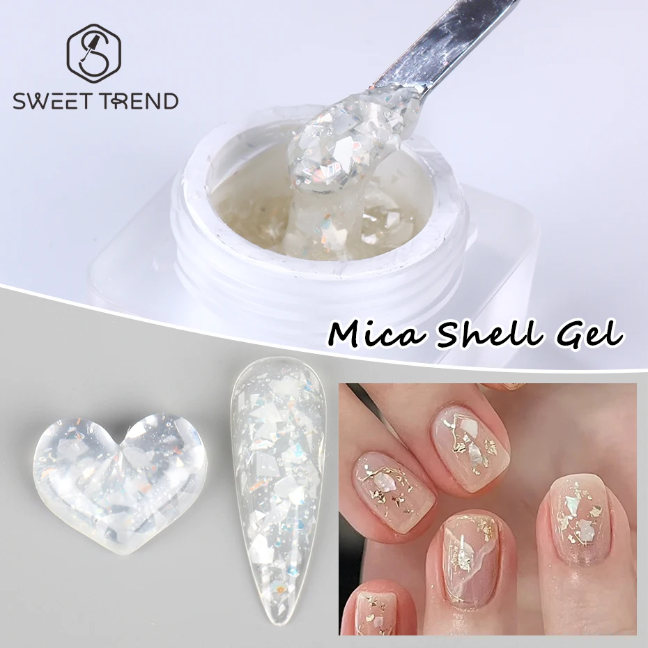 5ml Shimmer Shell Mermaid Nail Gel Polish Sparkling White UV LED Shiny Varnishes Soak Off Lacquer Broken Mica Gel Manicure Decor