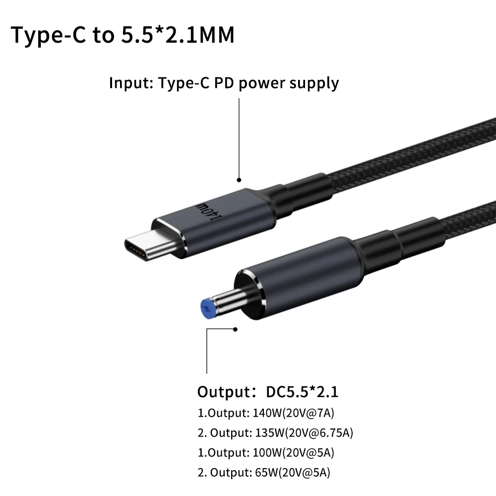 140W USB C PD to DC Universal Laptop Charger Cable for Asus Dell Hp Type-C to 5.5X2.5 4.5X3.0mm DC Power Adapter Converter 28V7A