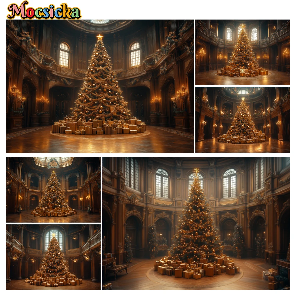 

Mocsicka Winter Christmas Photography Background Gorgeous Xmas Tree Gifts Holiday Party Family Portrait Photo Backdrops Studio