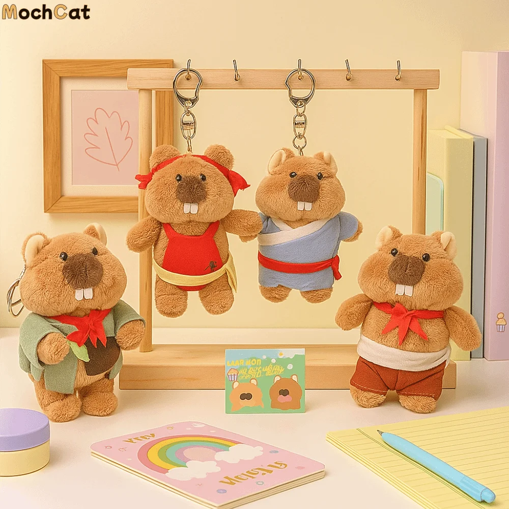 

Cartoon Design Groundhog Plush Keychain Lovely Stuffed Doll Groundhog Backpack Doll Kawaii Soft Texture Plush Bag Pendant