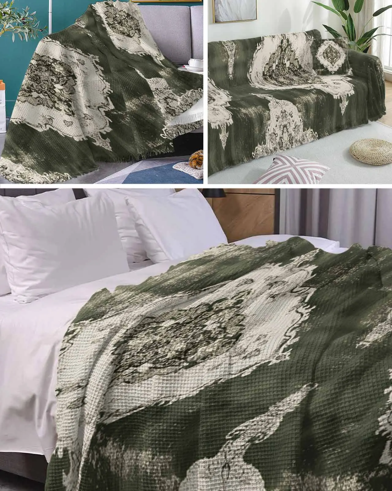 

Green And White TextureFour Seasons Universal Folding Sofa Cover Dustproof Sofa Cover Sofa Cushion Cover Blanket Customizable