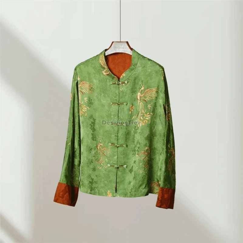 female 2026 new chinese style tang suit tops women's spring/autumn thin jacquard jacket top female simple long sleeved tops