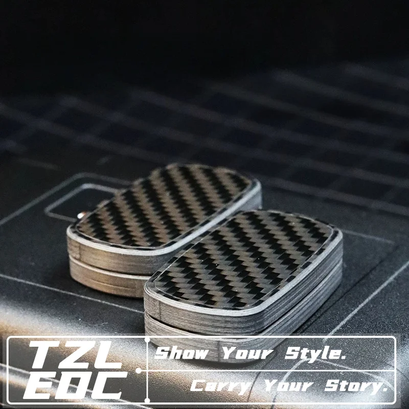 EDC Carbon Fiber Rotatable Fidget Pusher, Popper Coin Fidget Toy, Finger Spinner Stress Relief Gadget