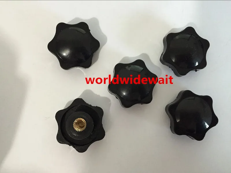 5PCS Plastic Star Hardware Knob M6 32mm Black Copper Tone