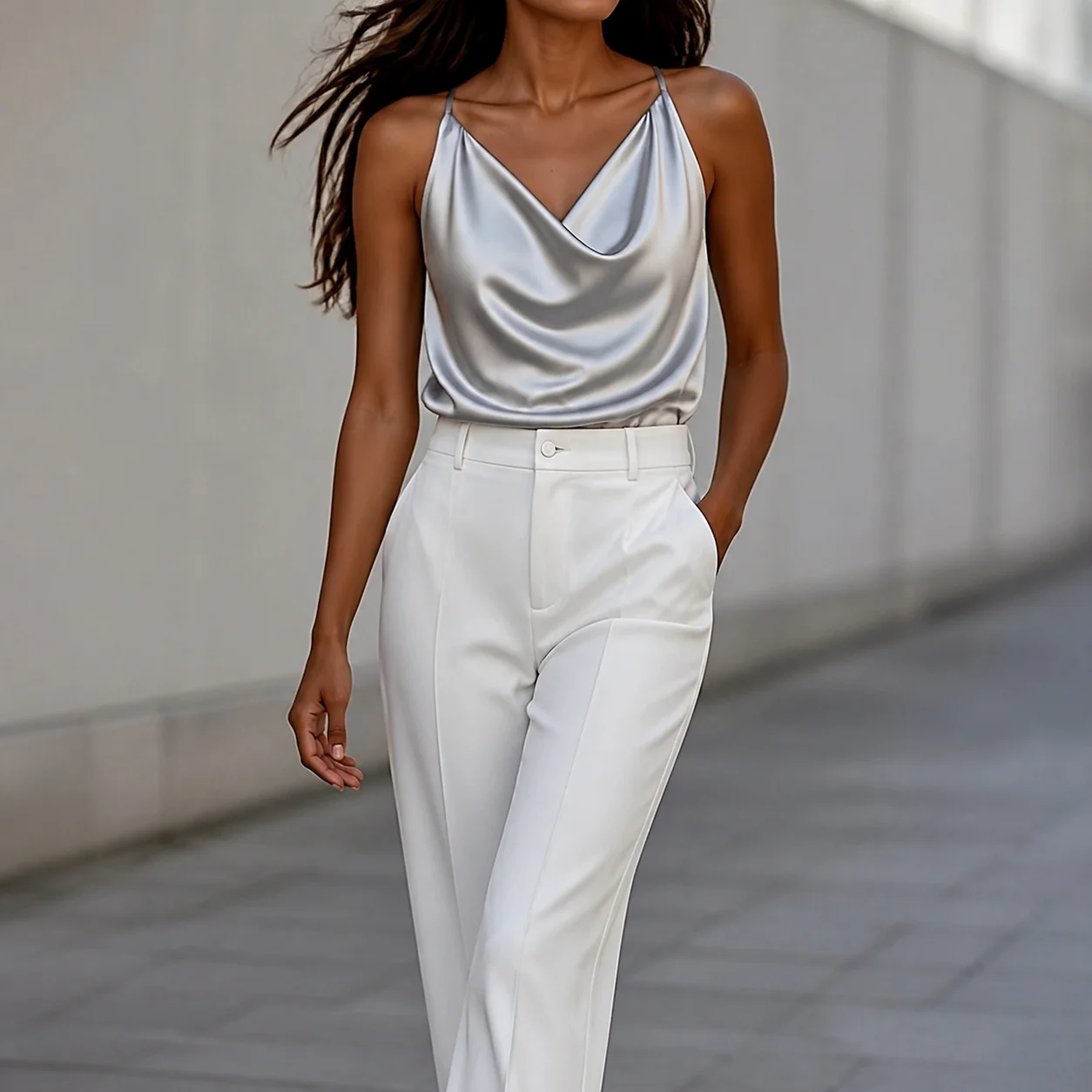 Women's Elegant Halter Neck Backless Loose Fit Solid Color Camisole Wearable Alone Female Clothing Women Clothes Women's