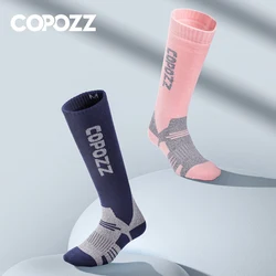 COPOZZ-Calcetines térmicos de esquí para hombre y mujer, medias cálidas de lana para ciclismo, fútbol, Snowboard, tubo alto grueso, absorción de humedad, invierno