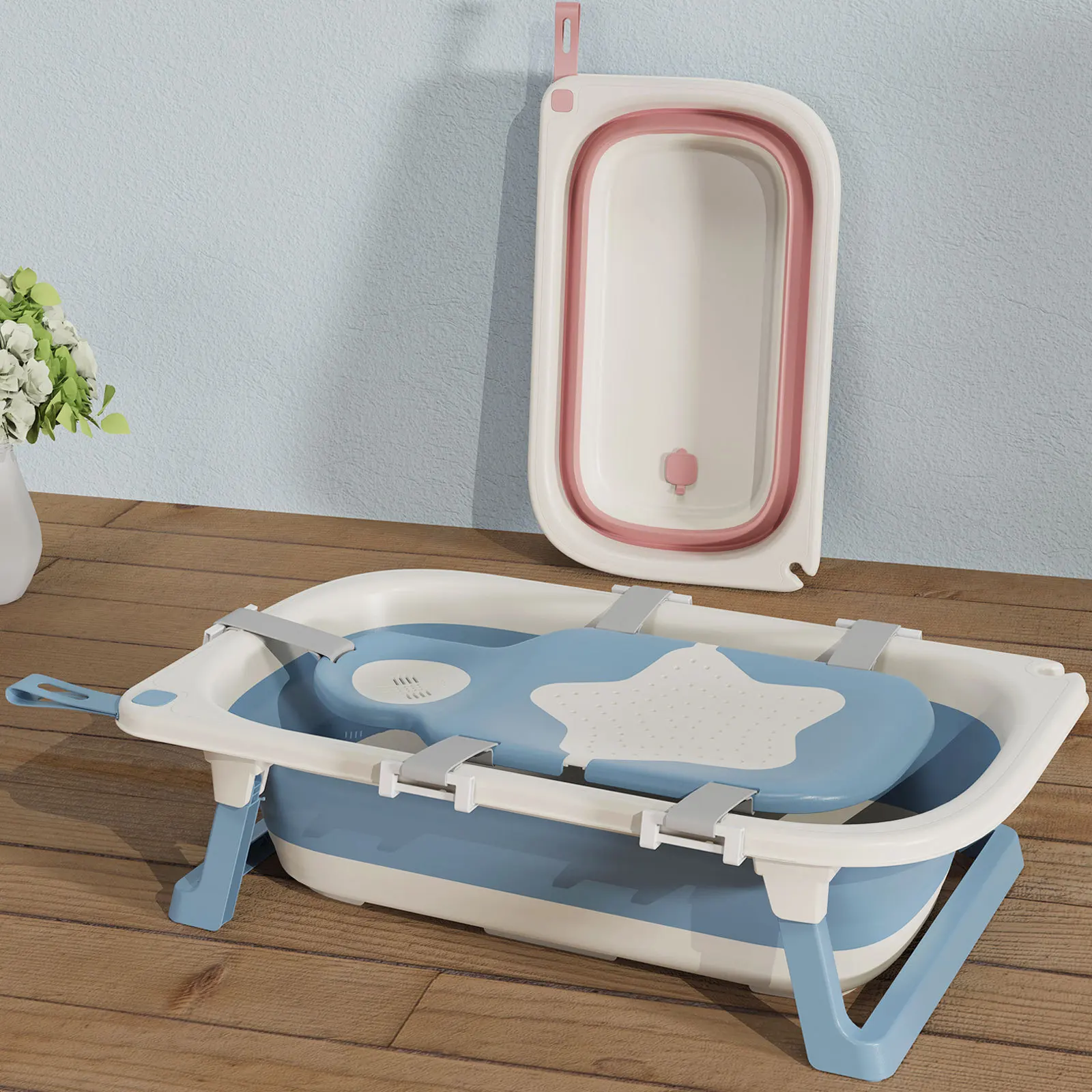 Baignoire pliante pour enfants, baignoire portable pour bébé assis et allongé, grand bain néonatal, ensemble de bain pour bébé, ménage E27