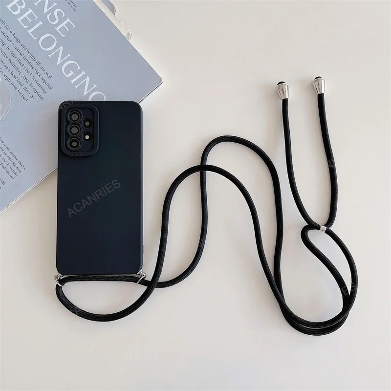 A 55 35 25 15 S 24 Crossbody Lanyard Case For Samsung Galaxy A55 A35 A25 A15 A05s S24 Plus Ultra 5g M34 Cord Silicone Back Cover