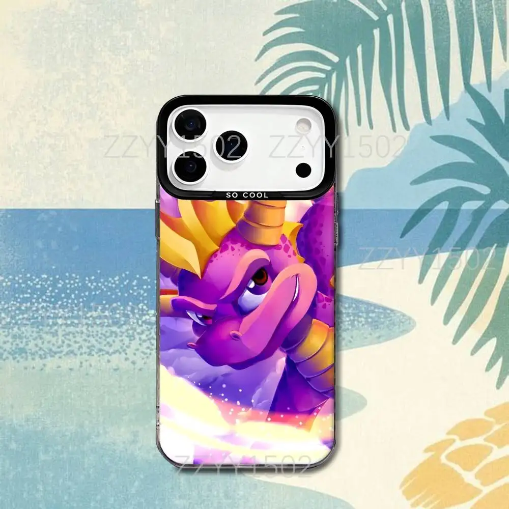 حافظة هاتف Game S-SpyroS the Dragon لهاتف iPhone 17,16,15,14,13,12,X,8,Pro,Max,Plus,SE4,Air, Mini HD Black IMD Matte #6