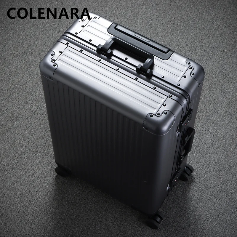 COLENARA 20\'\'24 Inch Luggage New All-aluminum Magnesium Alloy Trolley Case Universal Boarding Box with Wheels Rolling Suitcase