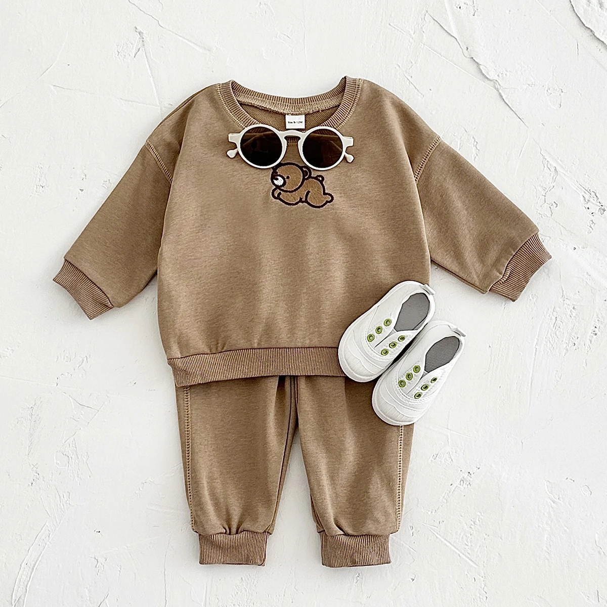 New Baby Sets Spring Autumn Lie Lie Bear Cute Embroidery Toddler Boys Girls Clothes Kids Tracksuit Suit Children Clothing