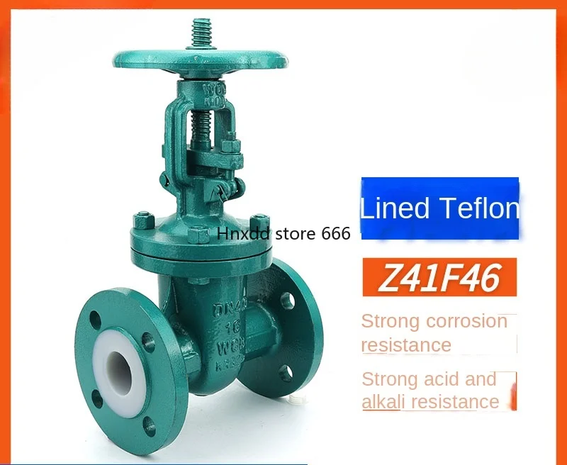 Cast steel lined PTFE gate valve Fluorocarbon steel lined acid and alkali resistant anti-corrosion valve