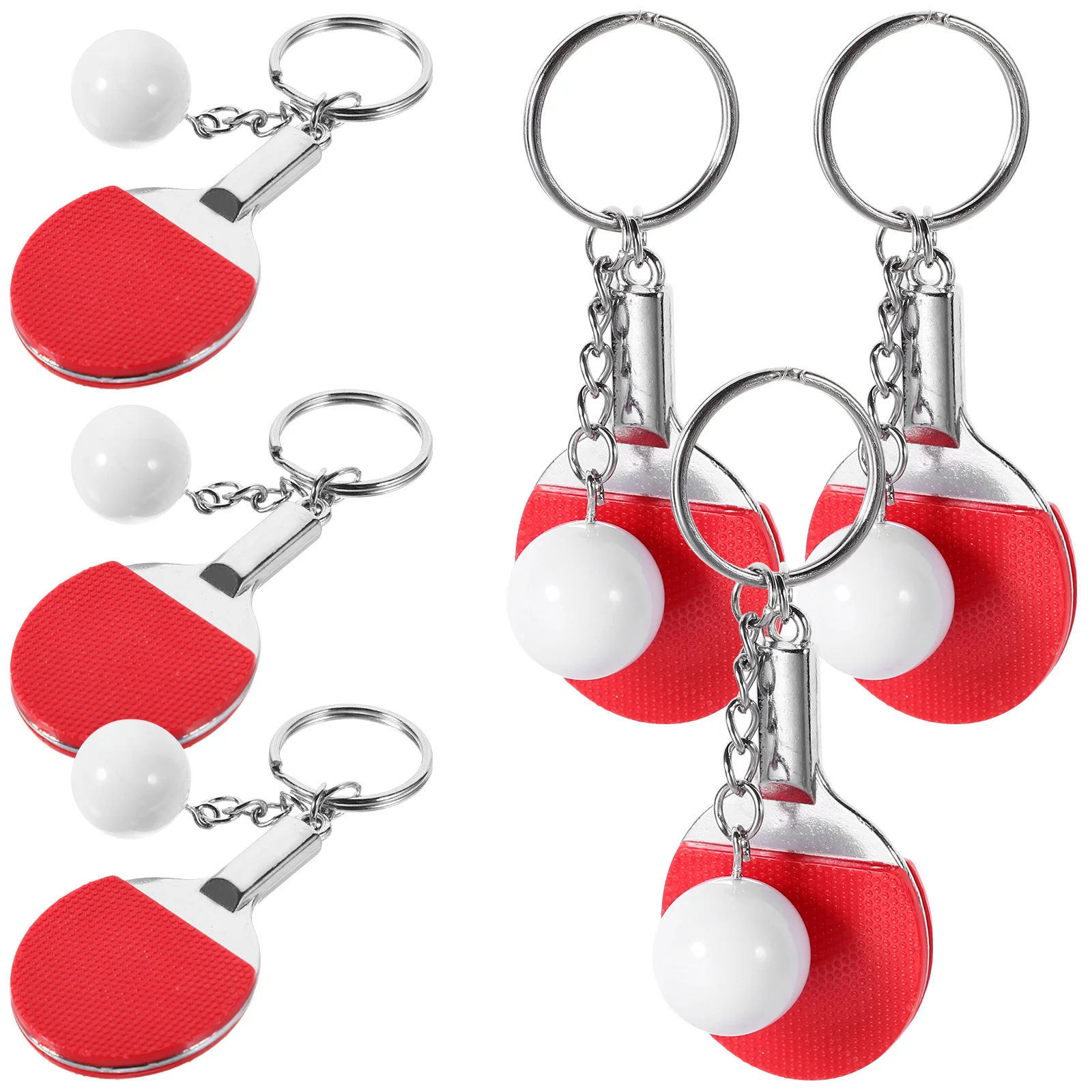 

6pcs Table Tennis Keychain Colored Sports Ball Keychains Decorative Souvenir Key Holder Bag Car Keys Pendant Accessories