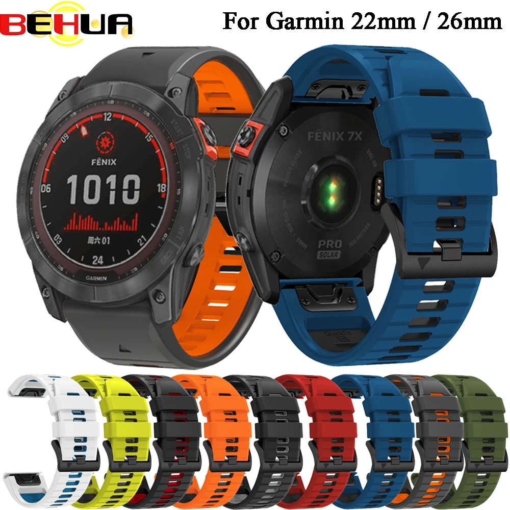 

22mm 26mm Watchband Strap for Garmin Fenix 5X 5X Plus 3 6X 7X HR GPS SmartWatch band Quick Release Silicone Easy fit Wristband