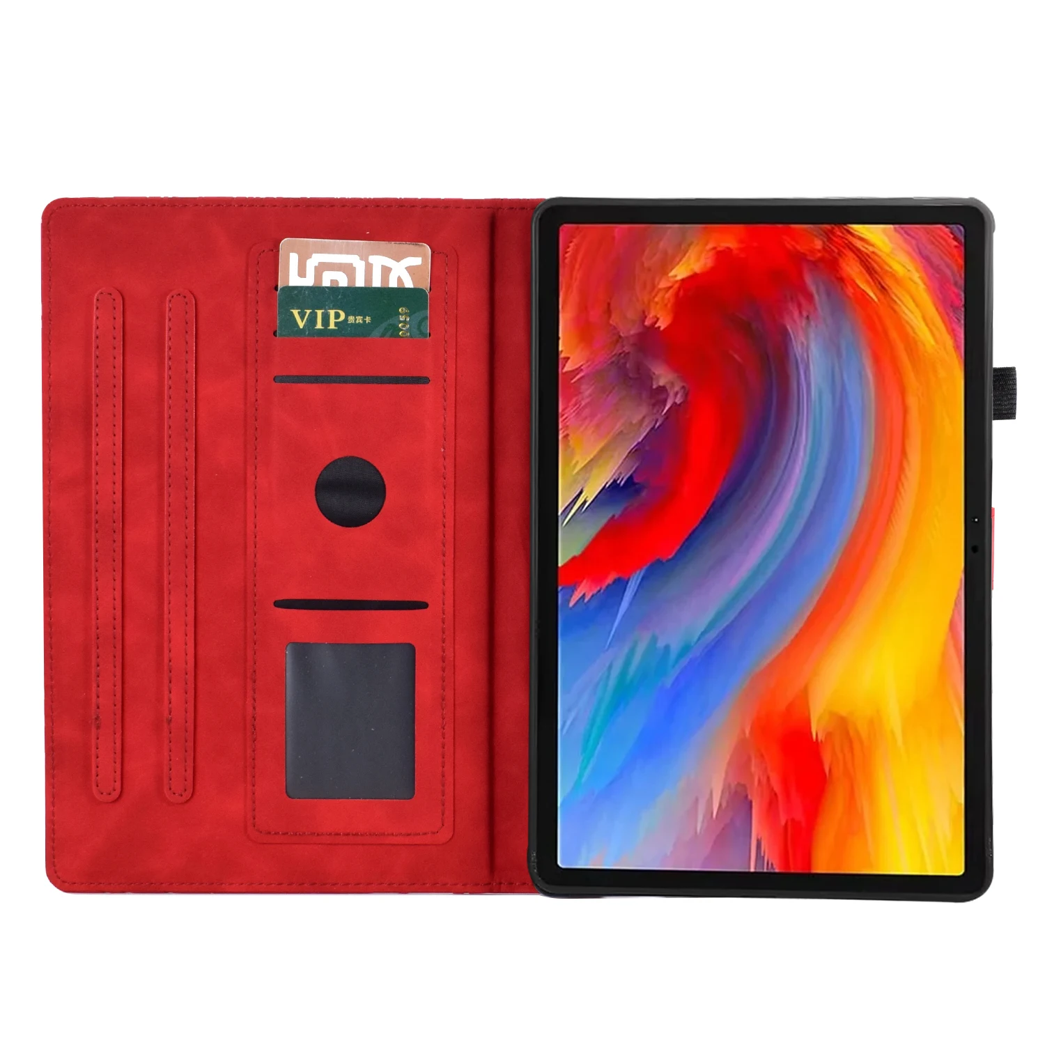For Lenovo Xiaoxin Pad 12.1 (2025) Leather Case Tree Pattern Card Slots Stand Cover - Red
