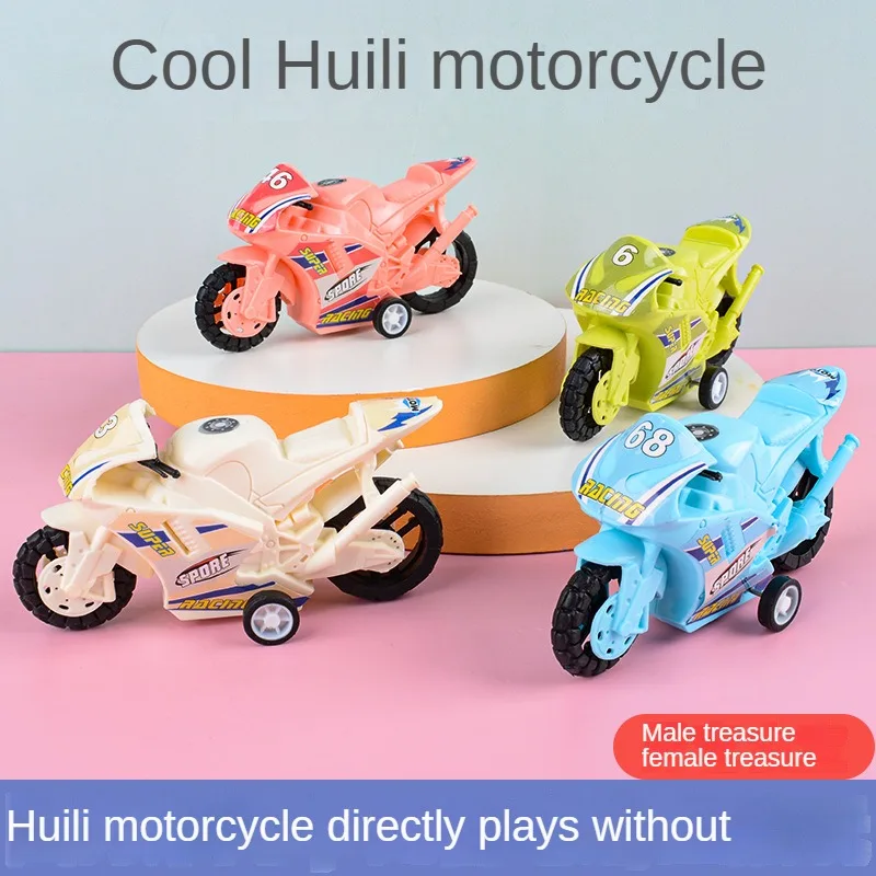 Children's Toy Car Pulls Back and Rushes Forward Solid Colored Motorcycle Boy's Motorcycle Model Decorative Toys Christmas Gift