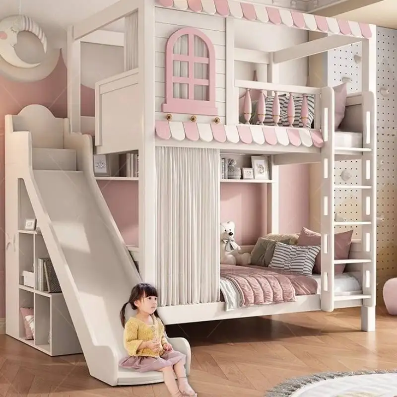 

Storage Normal Kids Beds Wooden Double Decker Custom Single Children Beds Slide Modern Style Camas Infantiles Furniture Home