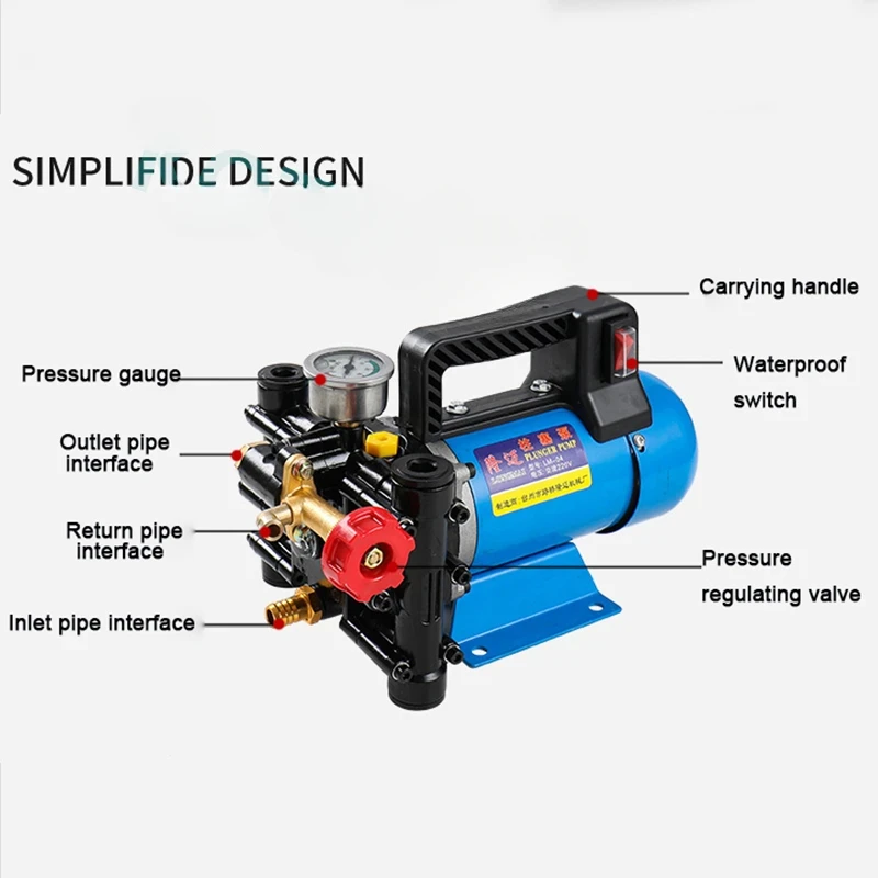 Para bomba de alta presión eléctrica agrícola de 12V/24V/48V/60V/220V, rociador de riego para lavado de coches