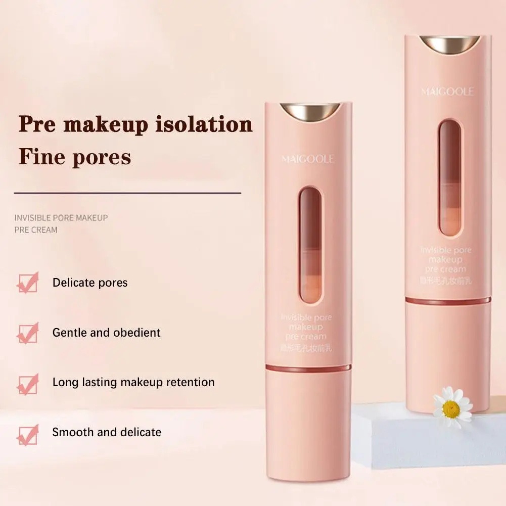 Invisible Pore Makeup Primer Cream Smooths Fine Lines Natural Cosmetics Isolation Brighten Face Moisturing Oil-Control Whit W5Z2