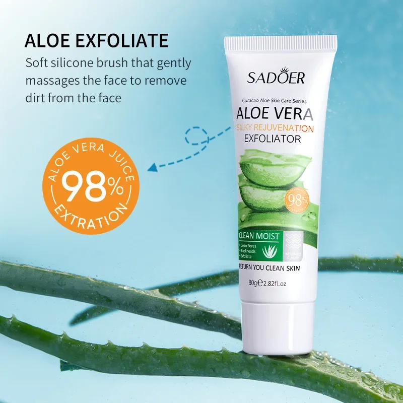 Face Exfoliating Gel Aloe Vera Facial Exfoliating Scrub Cleanses Whitening Acne Blackhead Treatment Shrink Pores Skin Care 80g