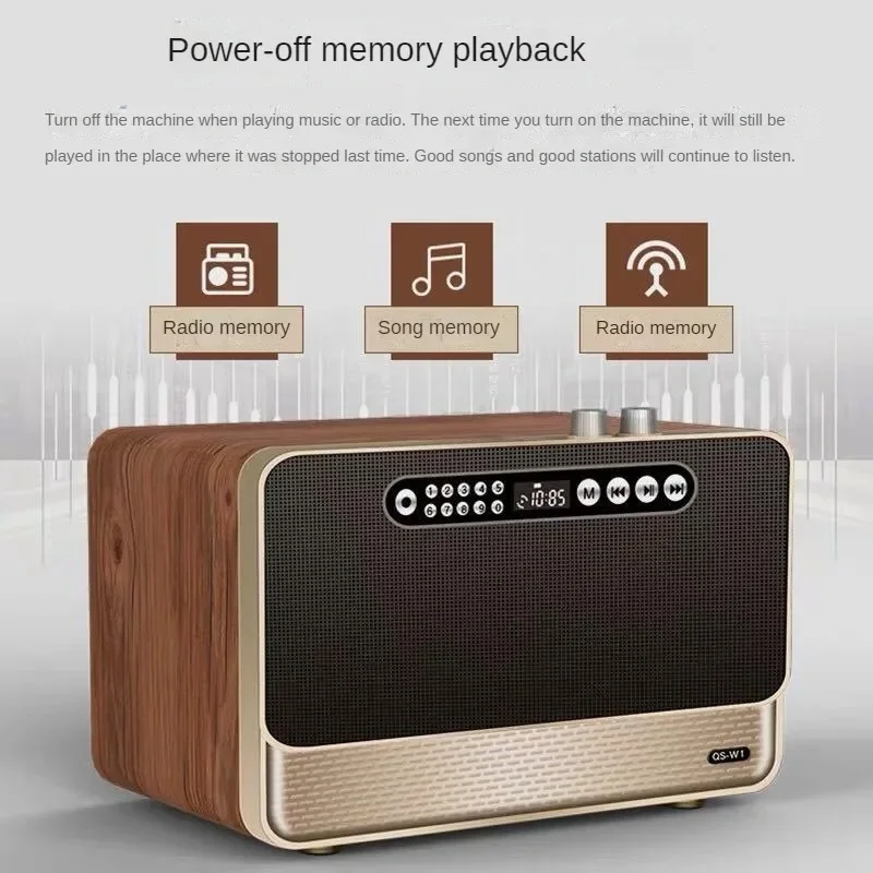 Retro Style Wooden Radio Like Bluetooth Speaker HiFi Deep Bass Dual Speaker U Disk Play