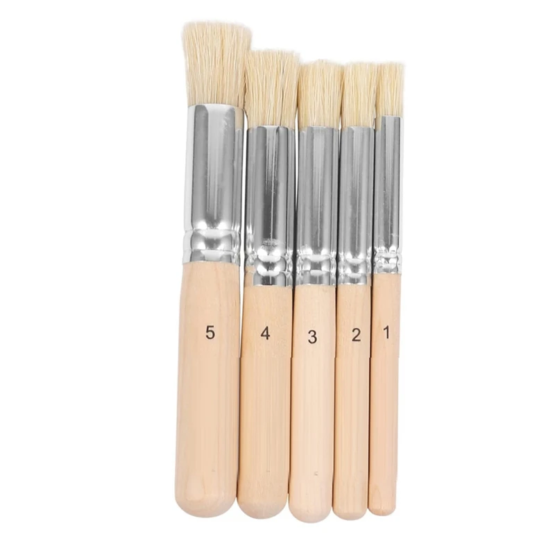 5Pcs Natural Template Paint Brushes The Brush Painting Wooden Painting Brush Crafts Natural Short Game Crafts Making Durable