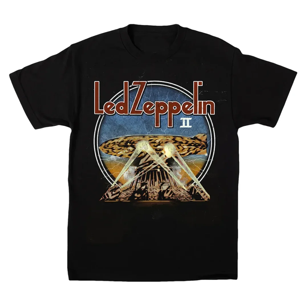 Camiseta Led Zeppelin II Searchlight Tee com estampa de banda de rock, camiseta masculina de algodão puro para o verão, roupas infantis, camiseta feminina