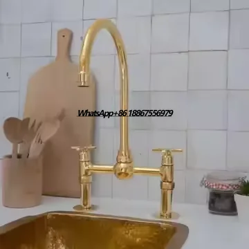 

Modern 8inch 3 Handles Kitchen Water Faucet Kitchen Modern Unlacquered Brass Bathroom Faucet