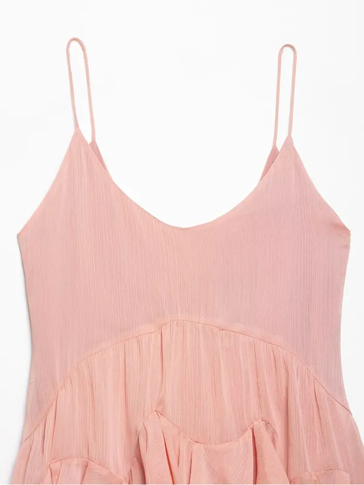 2025 ฤดูร้อนสบายๆหวานผู้หญิงชุด Cami แขนกุดมินิจีบชุดใหม่แฟชั่นวันหยุด