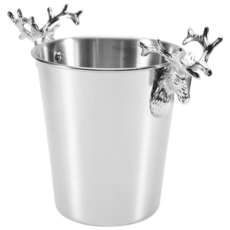 

New Stainless Steel Deer Head Handle,Insulated Ice Bucket,For Paties &Bar