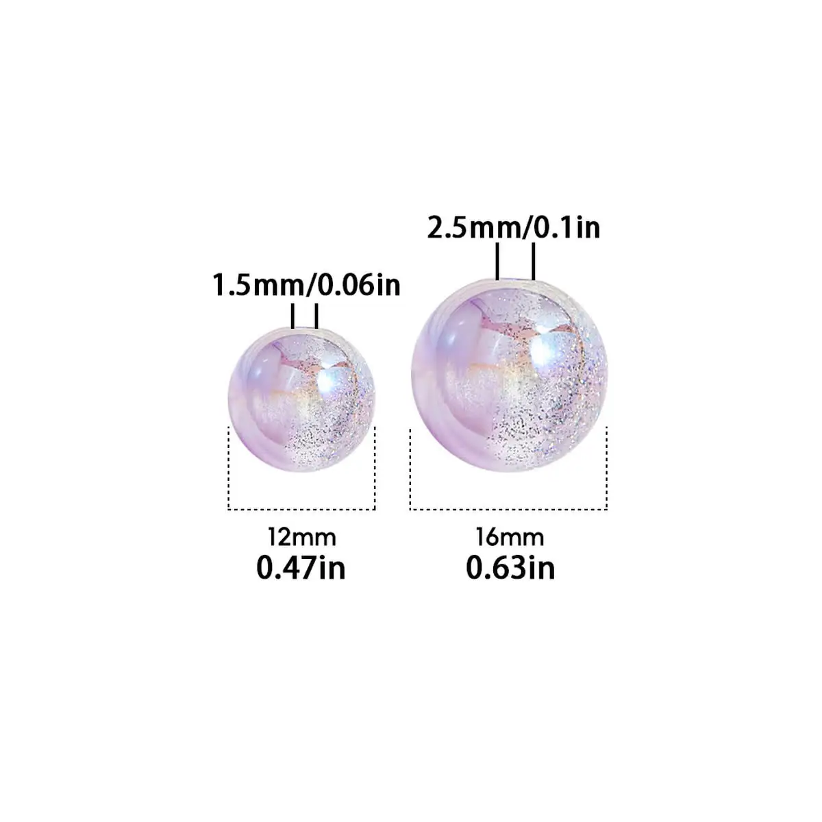 JHNBY Galaxy Color Changing Resin Beads 12mm/16mm 4-5Pcs Cosmic Round Spacer Loose Beads for DIY Jewelry Charm Making Bracelet