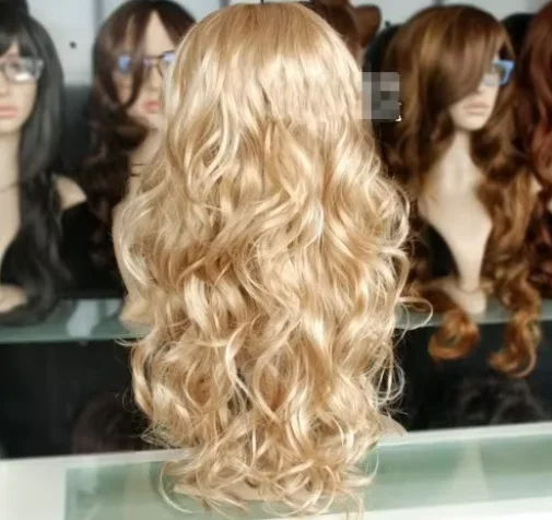 Longo ondulado syntehtci cabelo cosutme cabelo dourado resistente ao calor peruca cosplay para mulheres festa loira mista