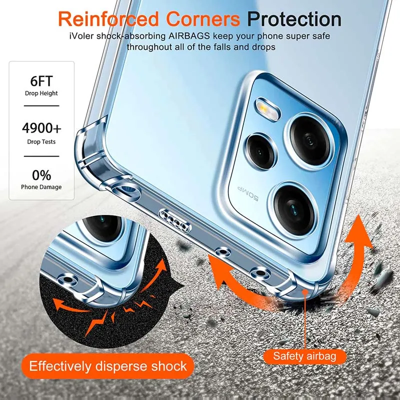 Clear Case For Xiaomi Redmi Note 12 5G Note 12 Pro Plus Thick Shockproof Soft Silicone Phone Cover for Redmi Note 11 11S 10S 10