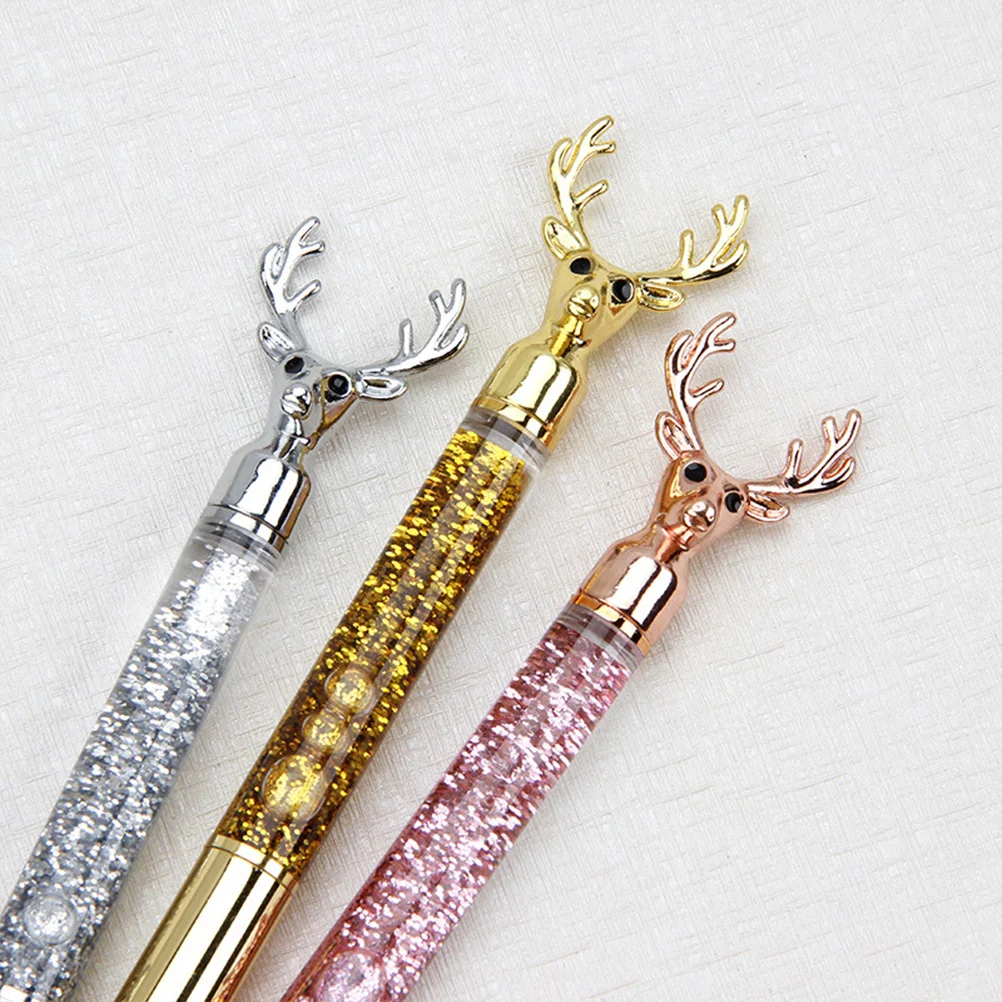 Reindeer Pattern Ballpoint Pens Metal Body Smooth Writing Wear-Resistant Creative Stationery For School Office Study Use